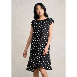 Blue Illusion polka dot linen dress